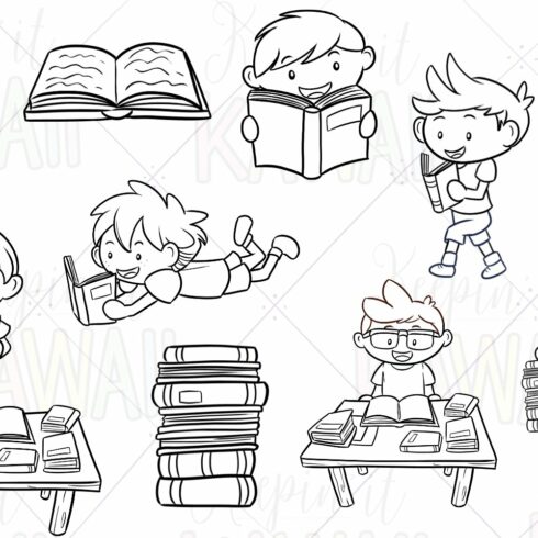 Reading Boys Digital Stamps cover image.