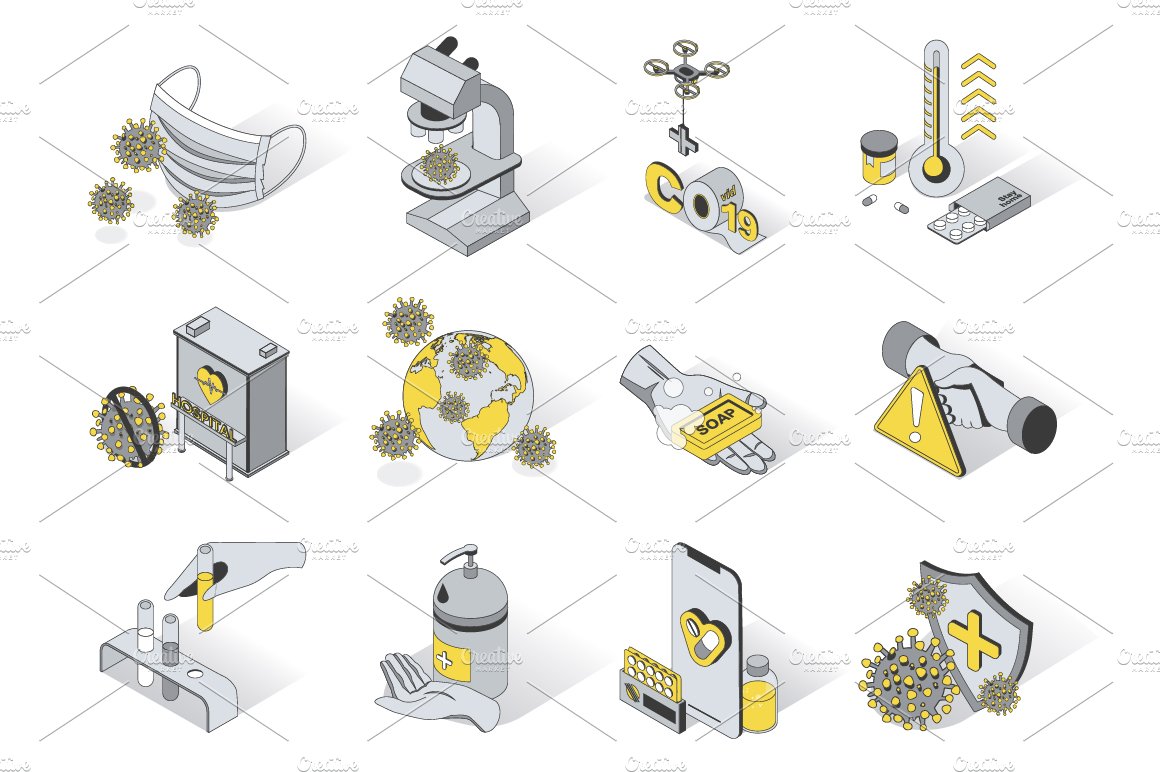 Coronavirus Isometric Icons cover image.