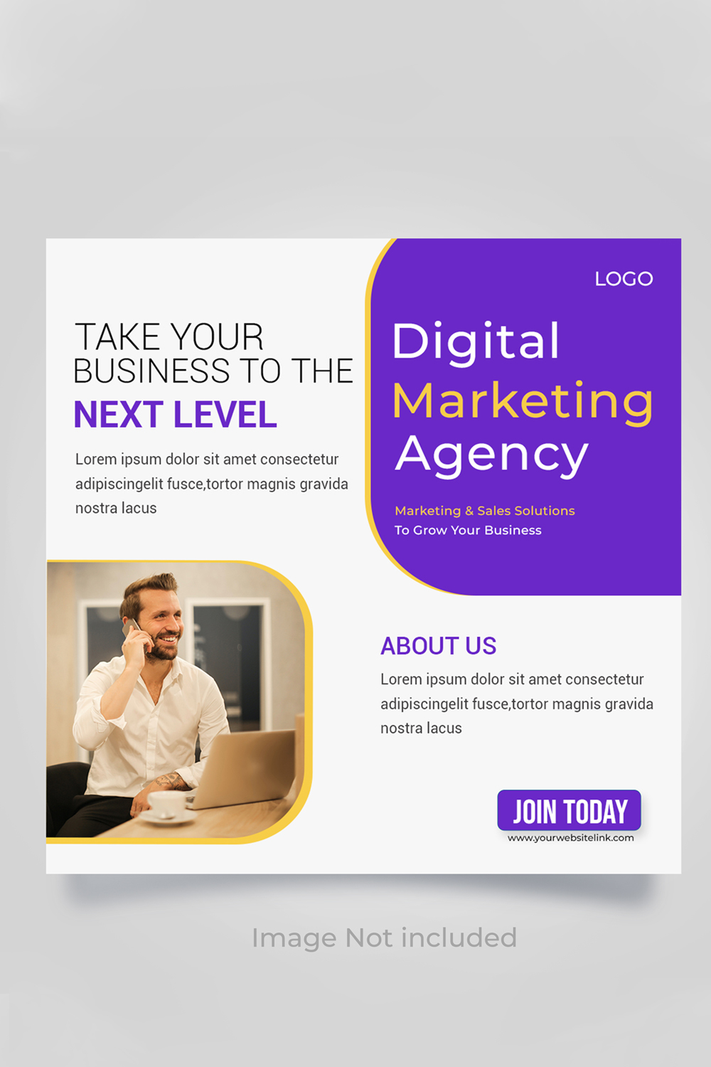 Digital Marketing Agency Social Media Post Template pinterest preview image.