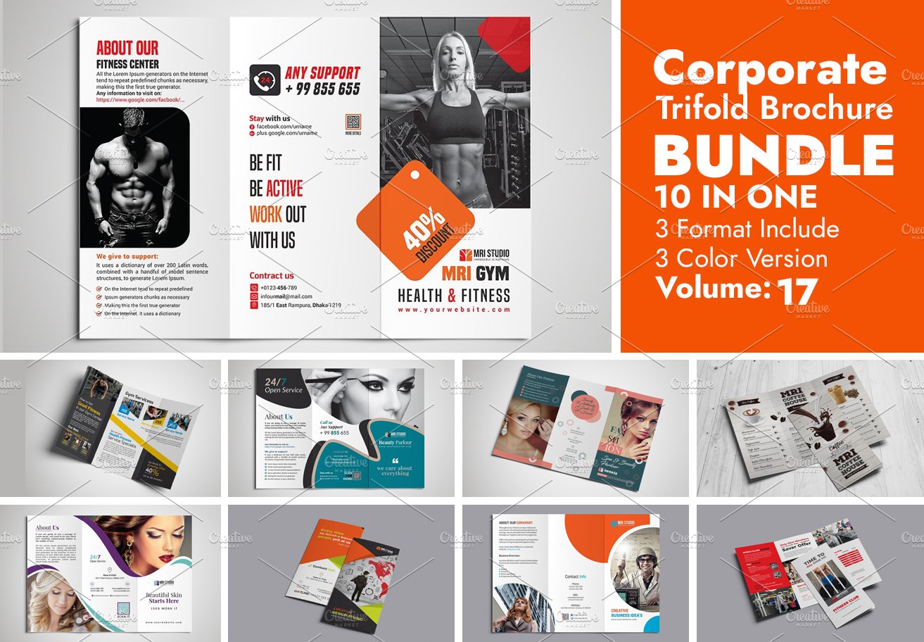 Corporate Tri fold Brochure Template cover image.