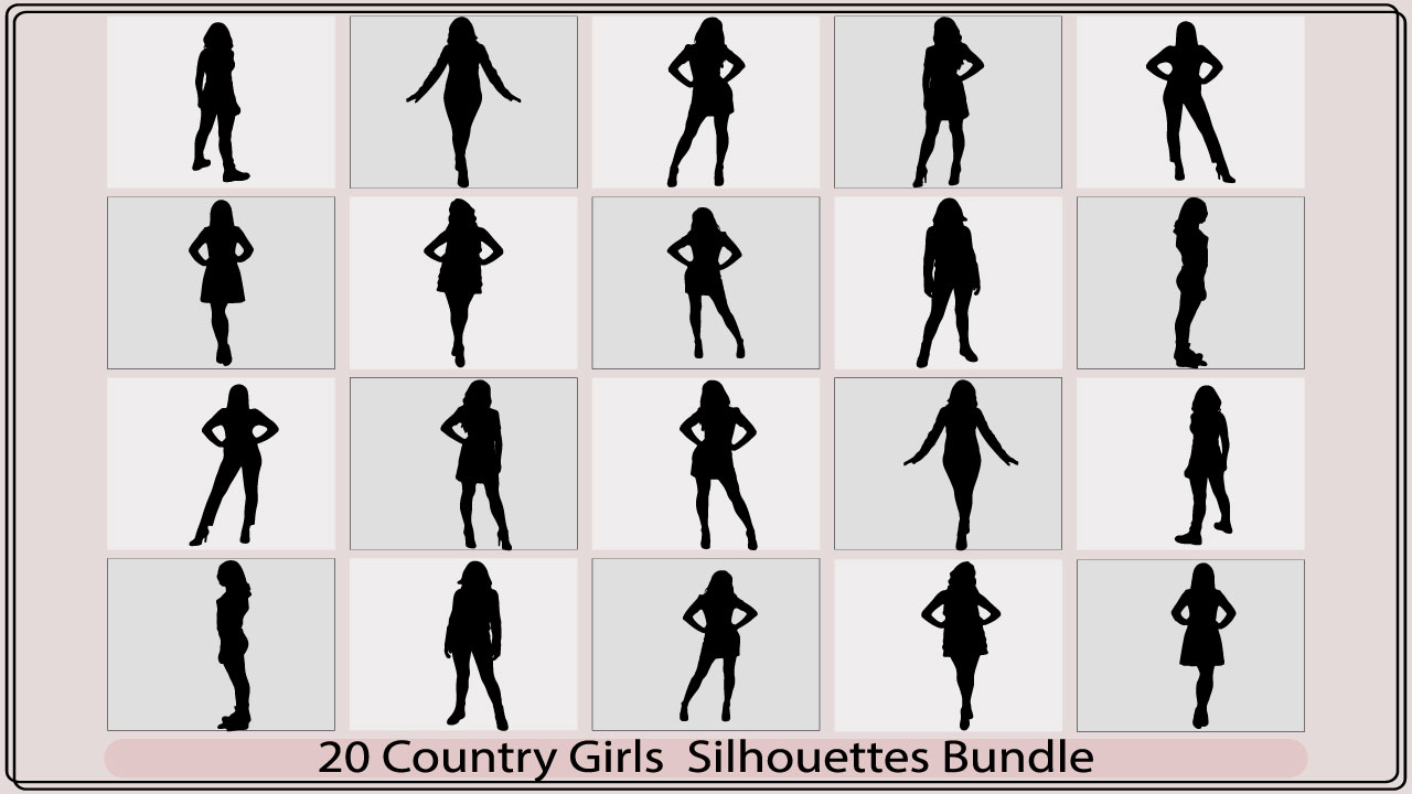 The silhouettes of a woman in various poses.