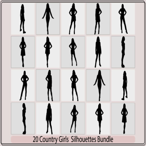 silhouette of a girl,vector black silhouettes of beautiful women,Women, group of silhouettes, cover image.