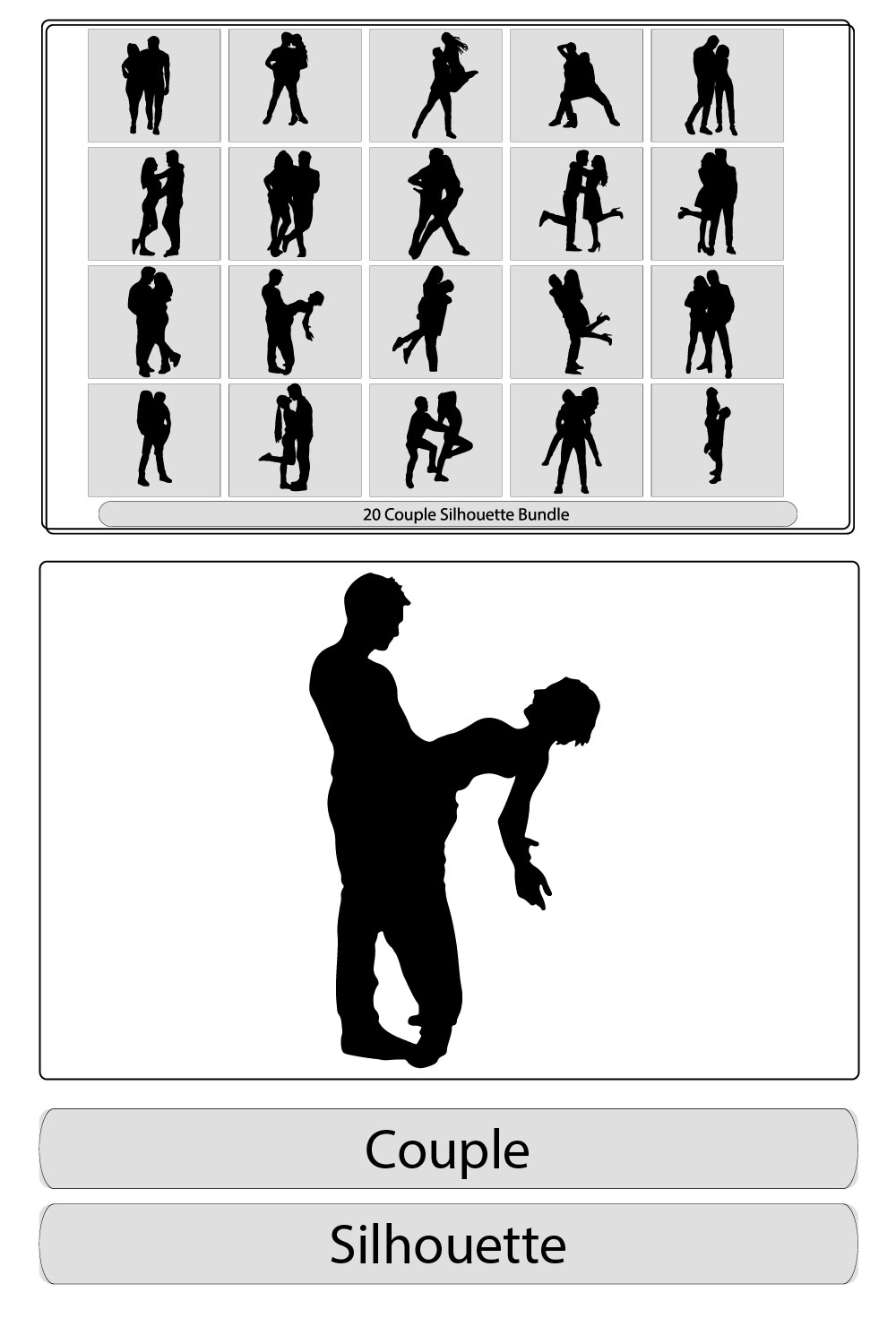 Couple silhouette couple man and woman in love,Couple vector silhouette Hugging people pinterest preview image.