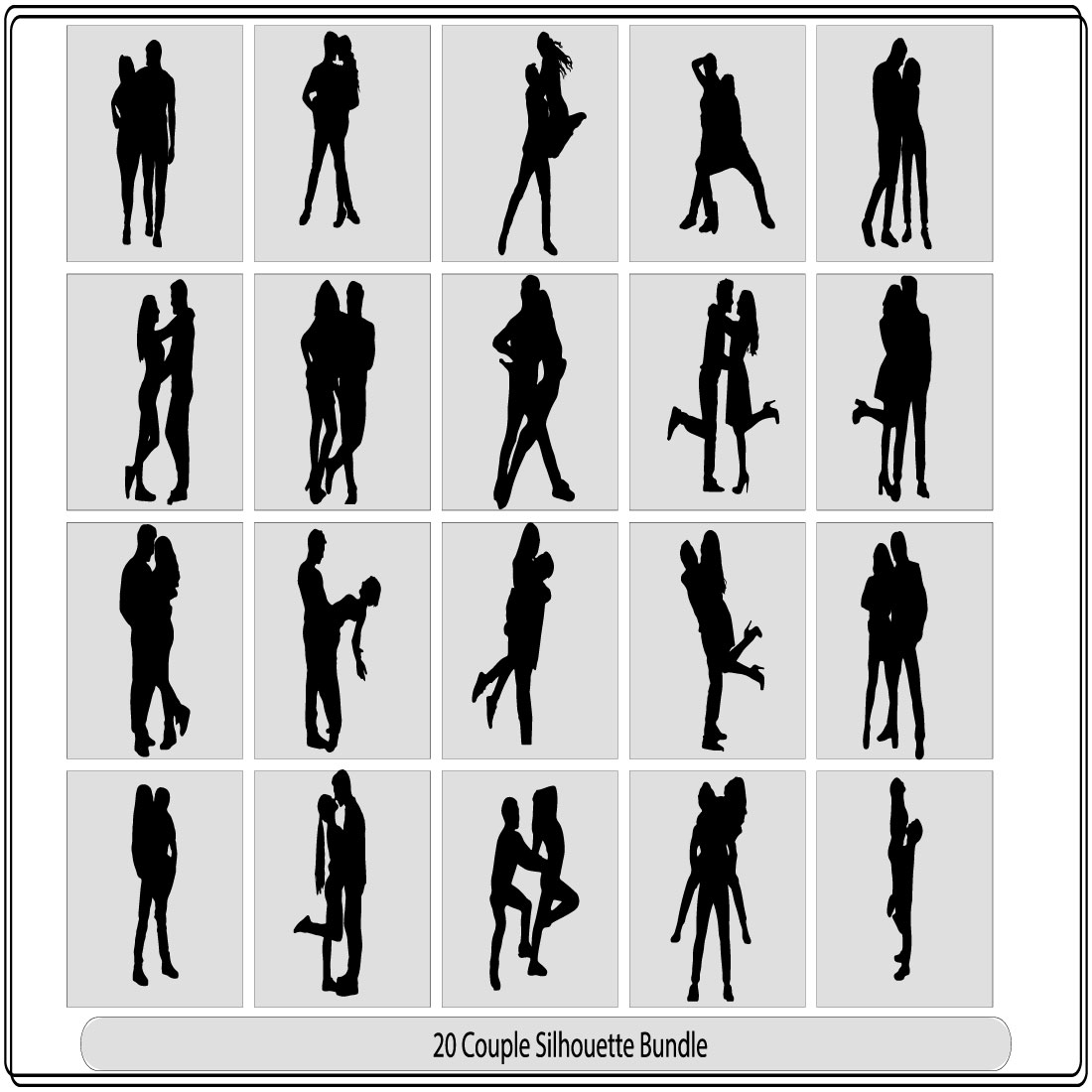 Couple silhouette couple man and woman in love,Couple vector silhouette Hugging people preview image.