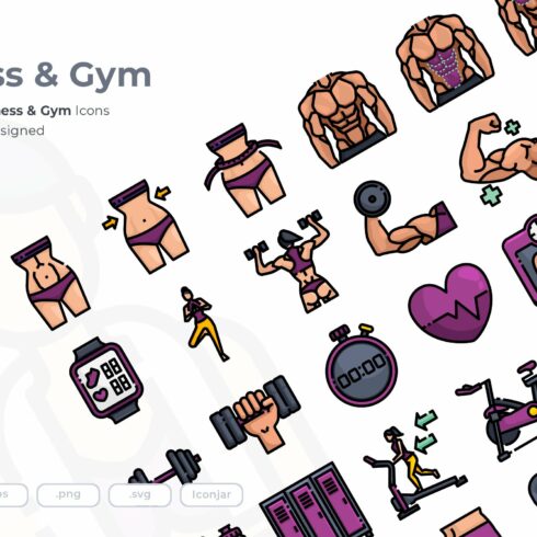 30 Fitness & Gym Icon set cover image.