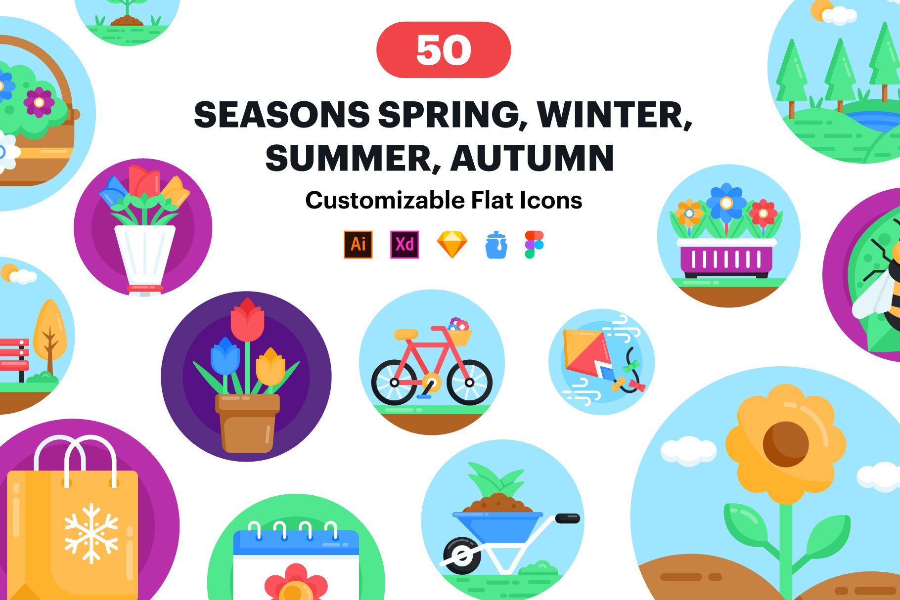 All Season Icons - 50 Vector Icons cover image.