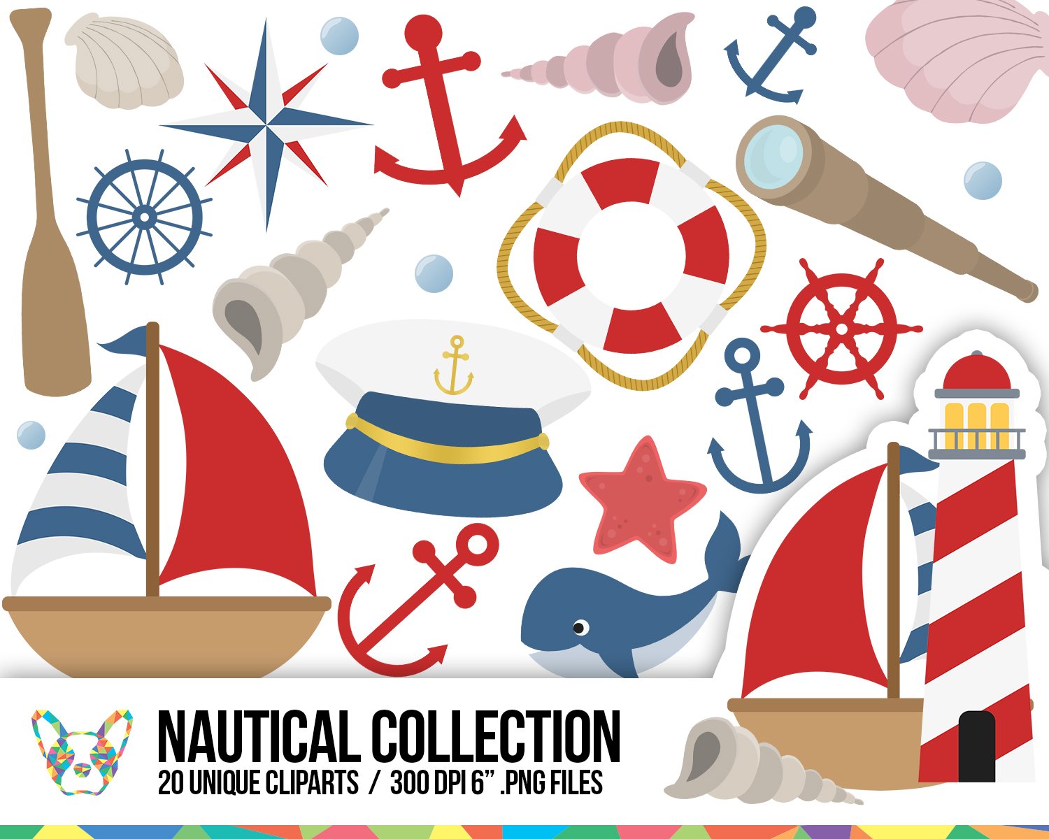 Nautical Clipart Set cover image.
