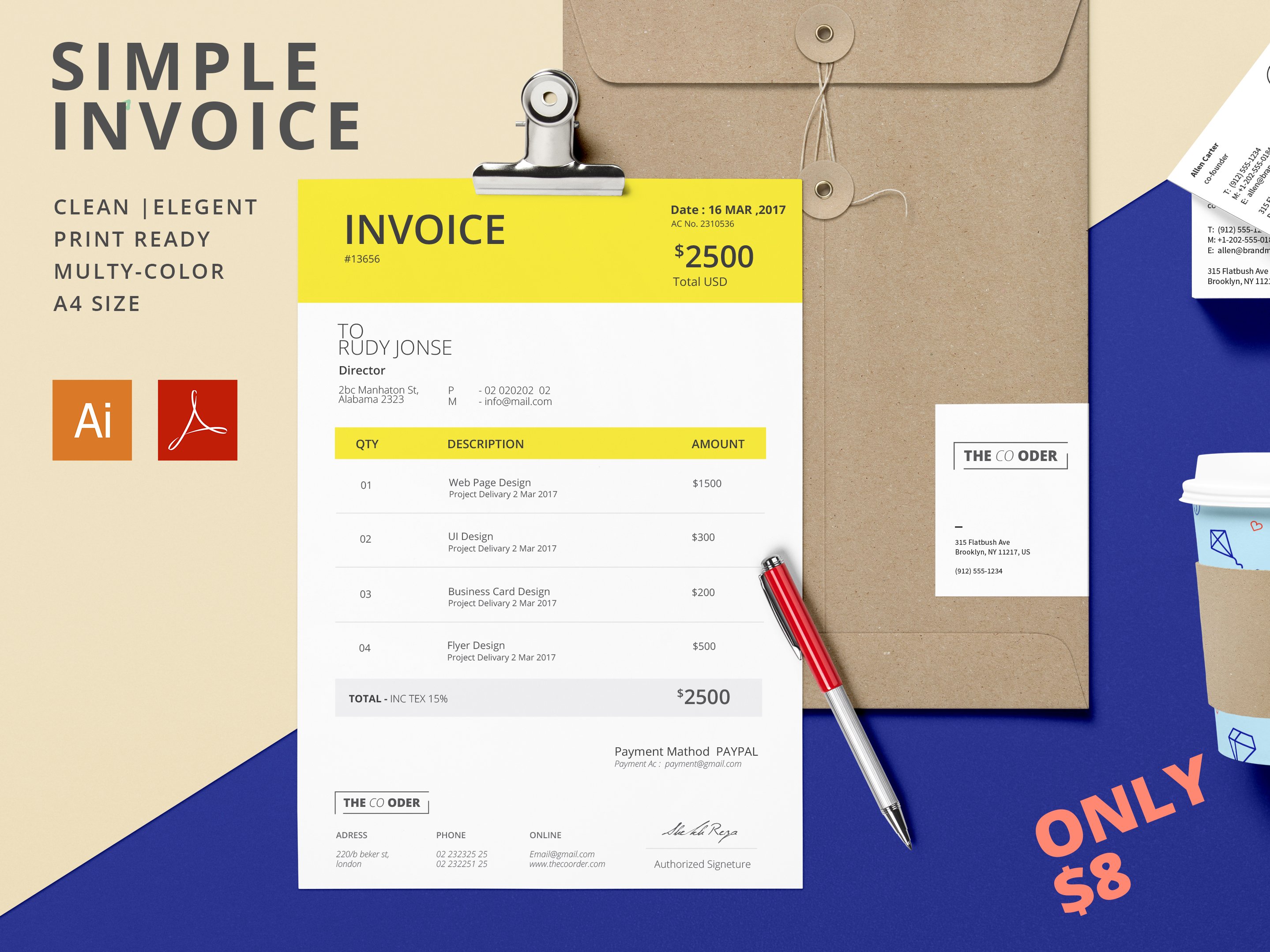 Simple Invoice | Invoice Template cover image.