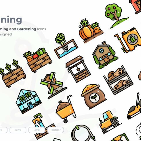 30 Farming and Gardening Icon set cover image.