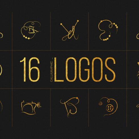16 Calligraphic Logos. Tailor cover image.
