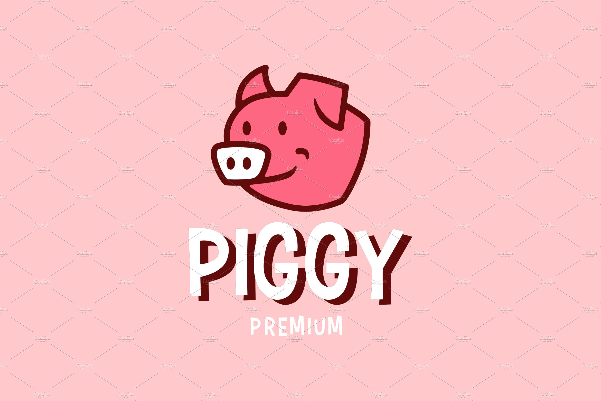 pig head retro mascot cartoon logo cover image.
