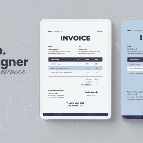 Web Designer Invoice Template cover image.