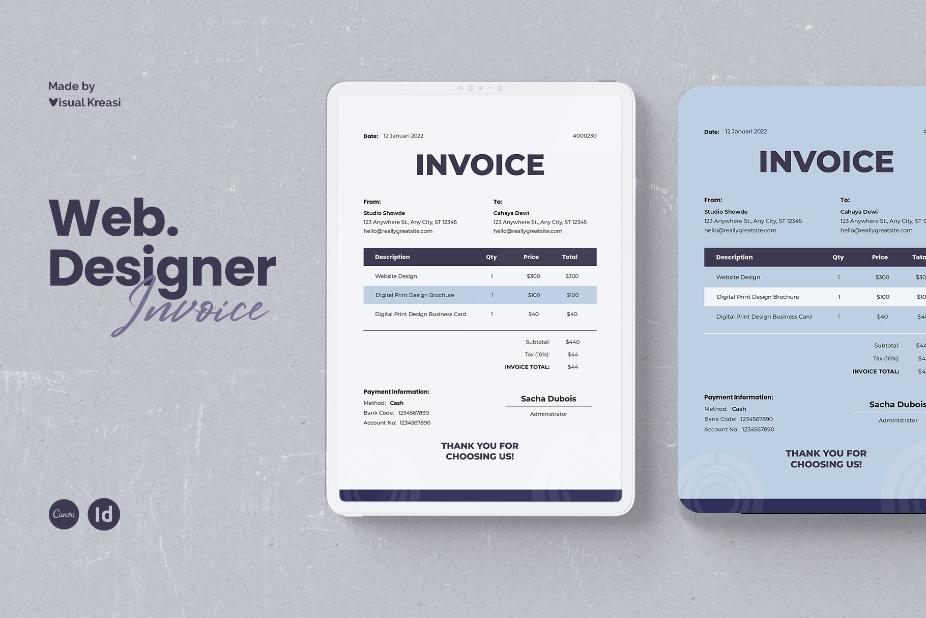 Web Designer Invoice Template cover image.