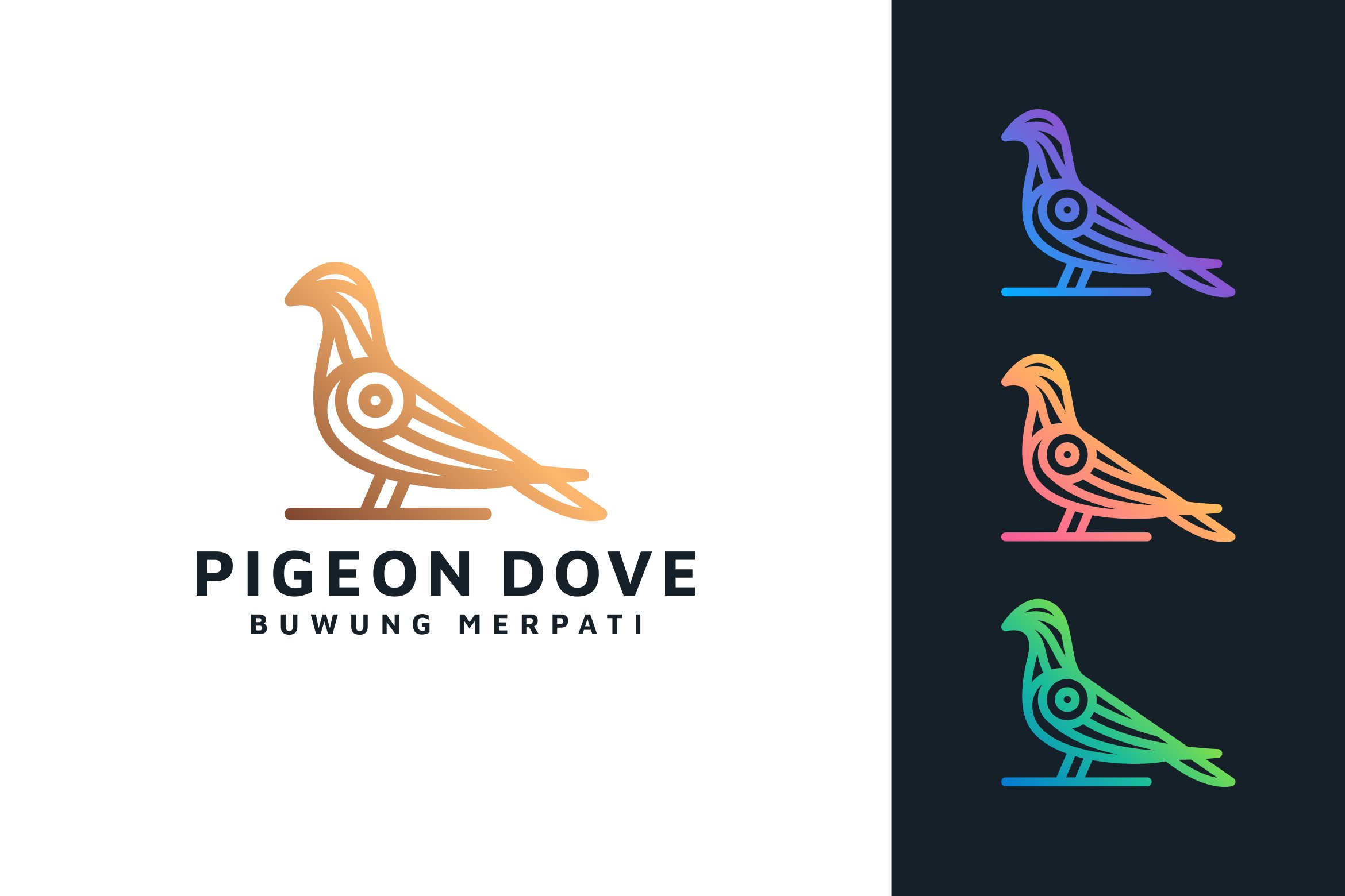 Pigeon Dove Line Art Logo Templates cover image.