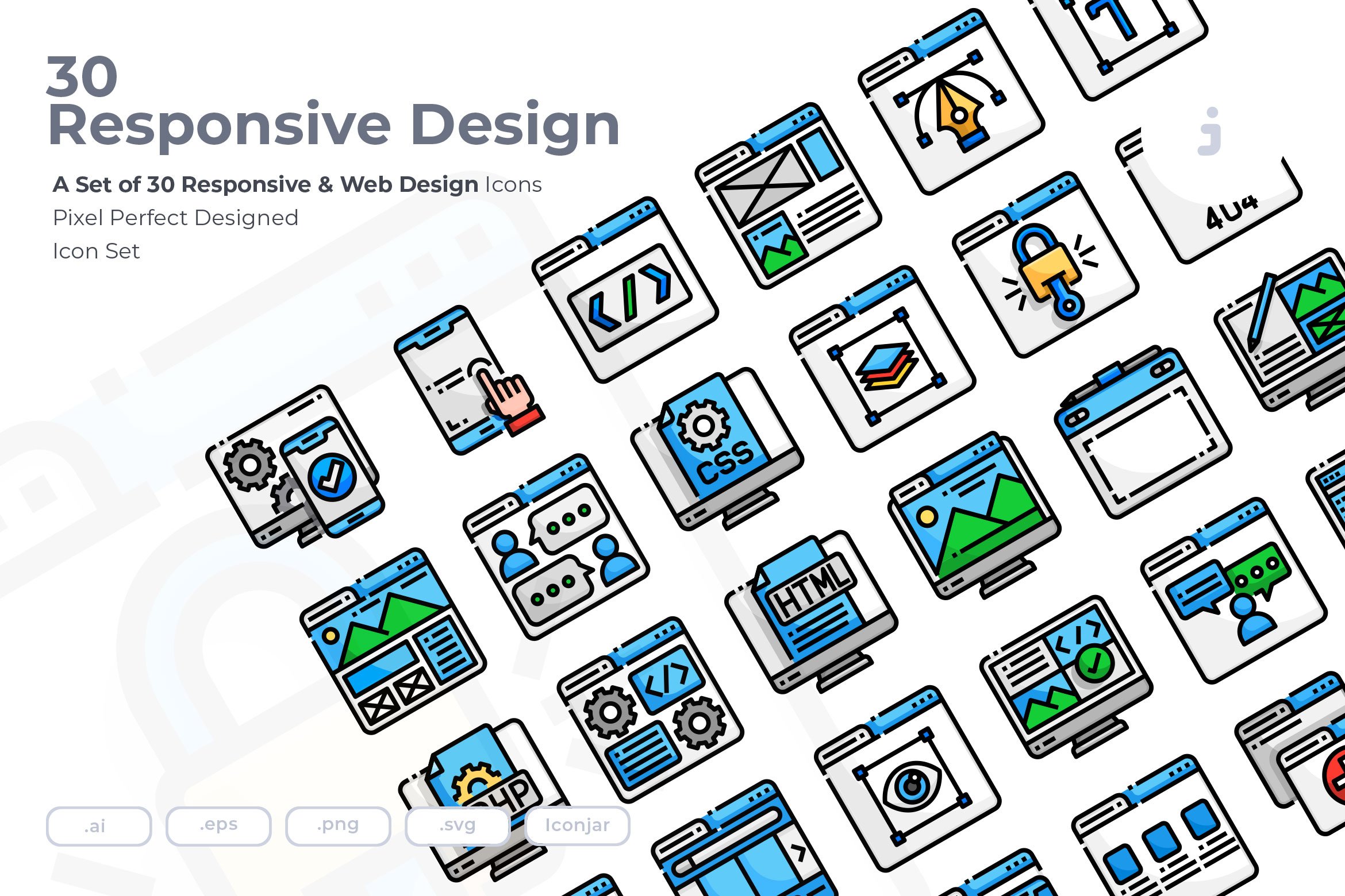 30 Responsive & Web Design Icon set cover image.