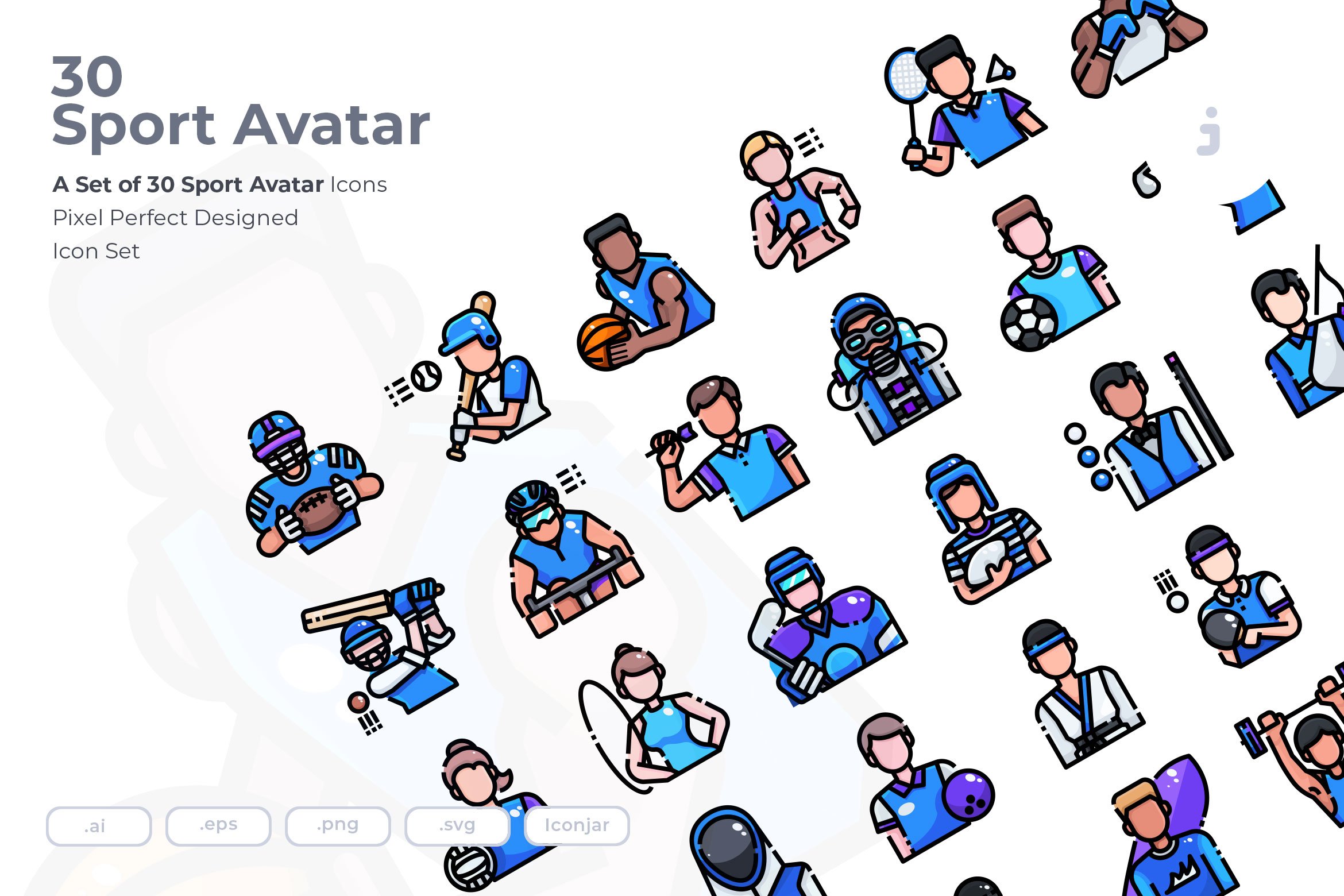 30 Sport Avatar Icon set cover image.