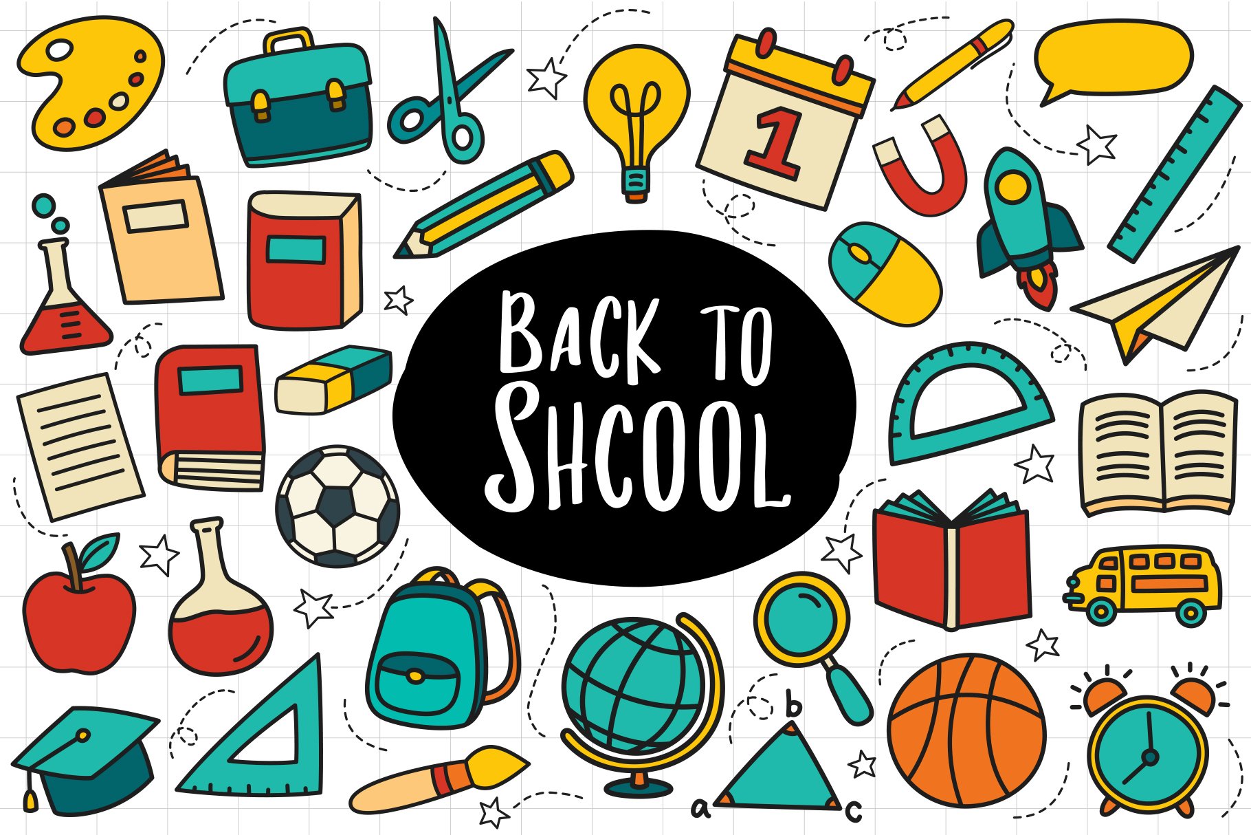 Back to School Icon Set Doodle Style cover image.