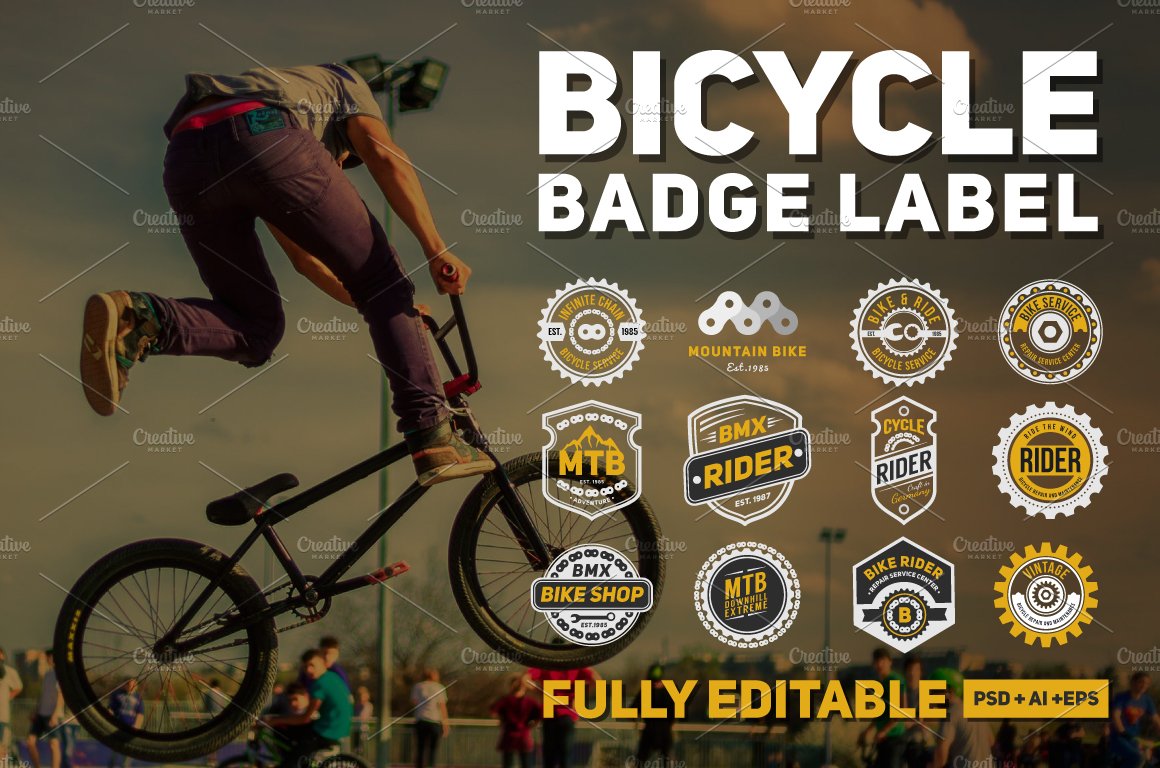 12 Bicycle Badge Logo & Labels cover image.