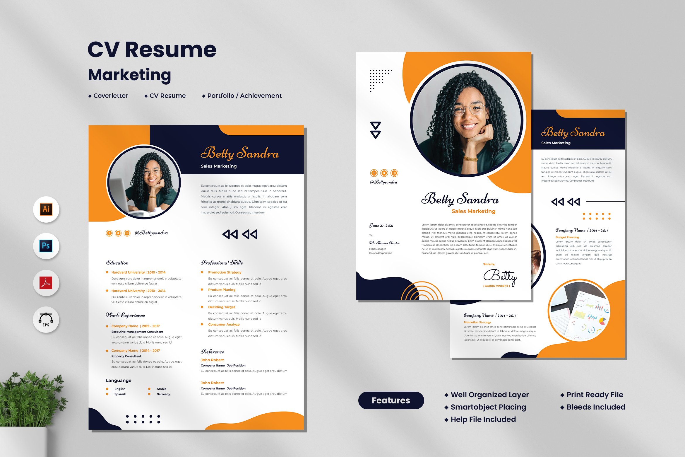 Sales Marketing CV Resume cover image.