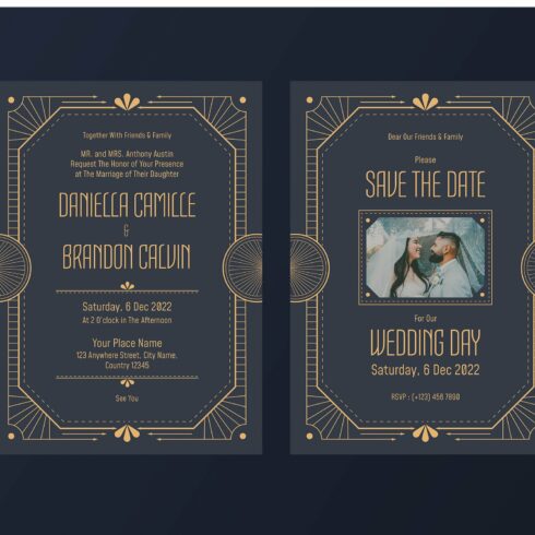 Art Deco Wedding Invitation cover image.