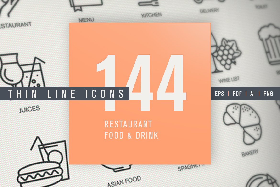Restaurant, Food & Drink icons cover image.