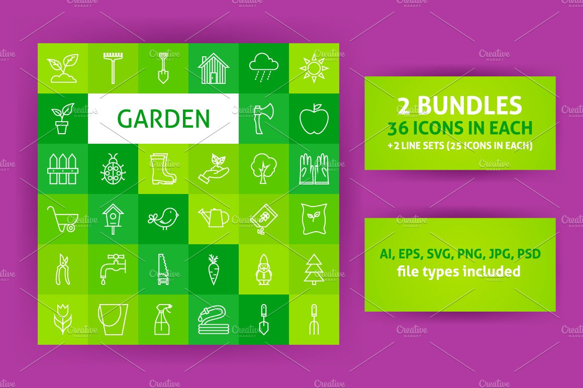 Garden Line Art Icons cover image.