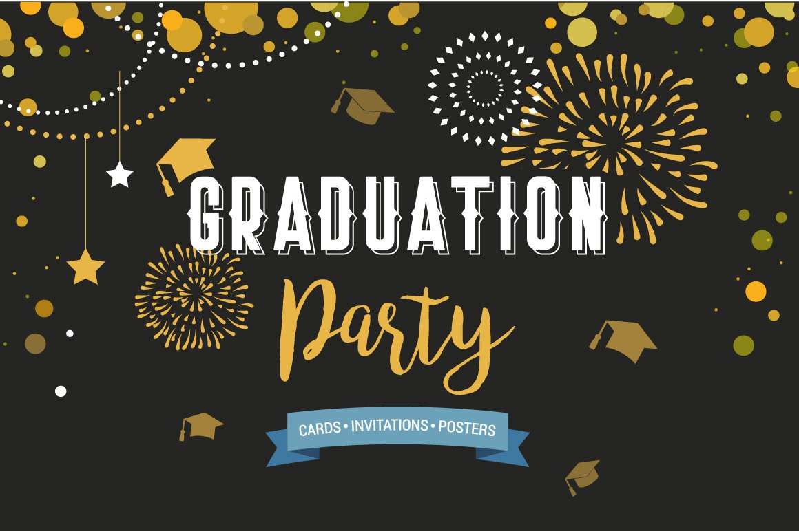 Graduation-invitations, card, poster cover image.
