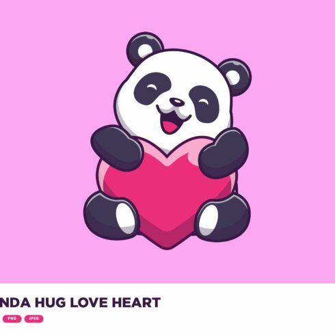 Cute Panda Hug Love Heart Cartoon cover image.