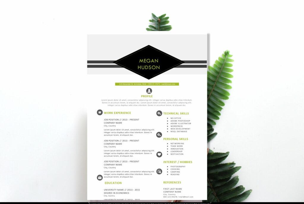 Modern Resume Template for Word / CV – MasterBundles