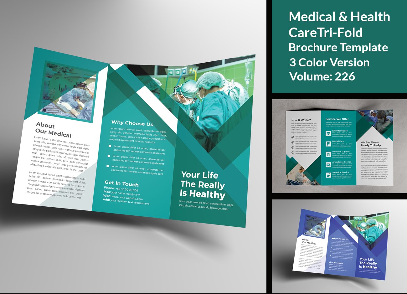 Medical trifold brochure template cover image.