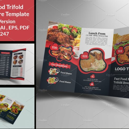 Fast food restaurant menu trifold cover image.