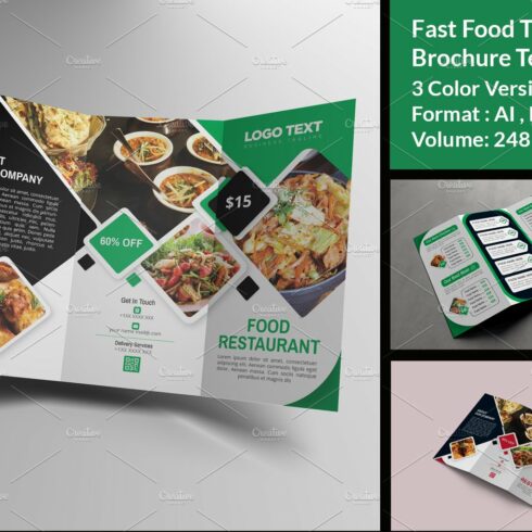 Modern Restaurant Menu Trifold cover image.