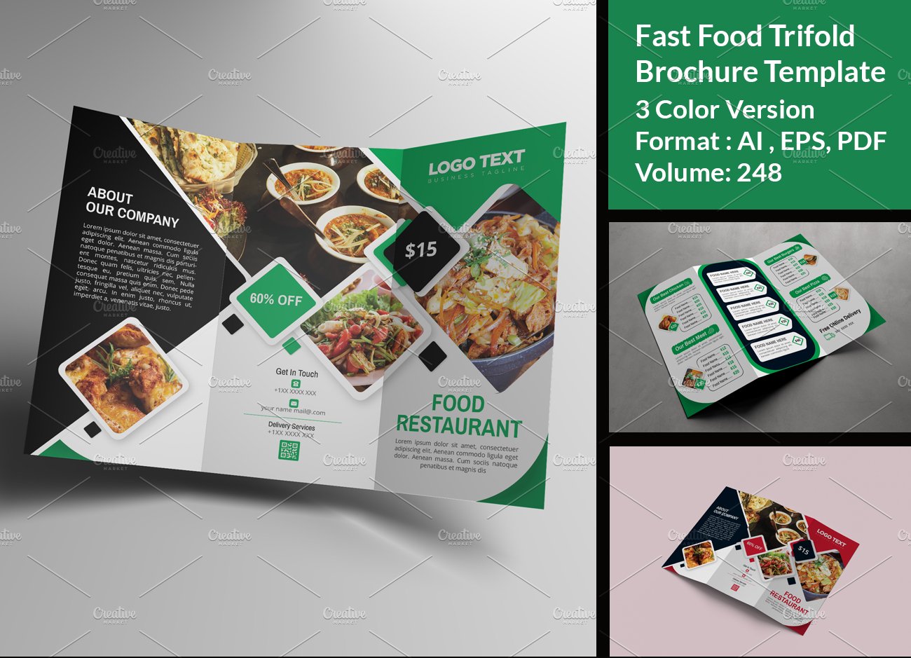 Modern Restaurant Menu Trifold cover image.