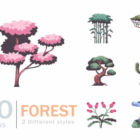 50 Forest Element icon set cover image.