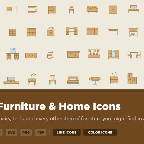 45 Furniture and Home Icons cover image.