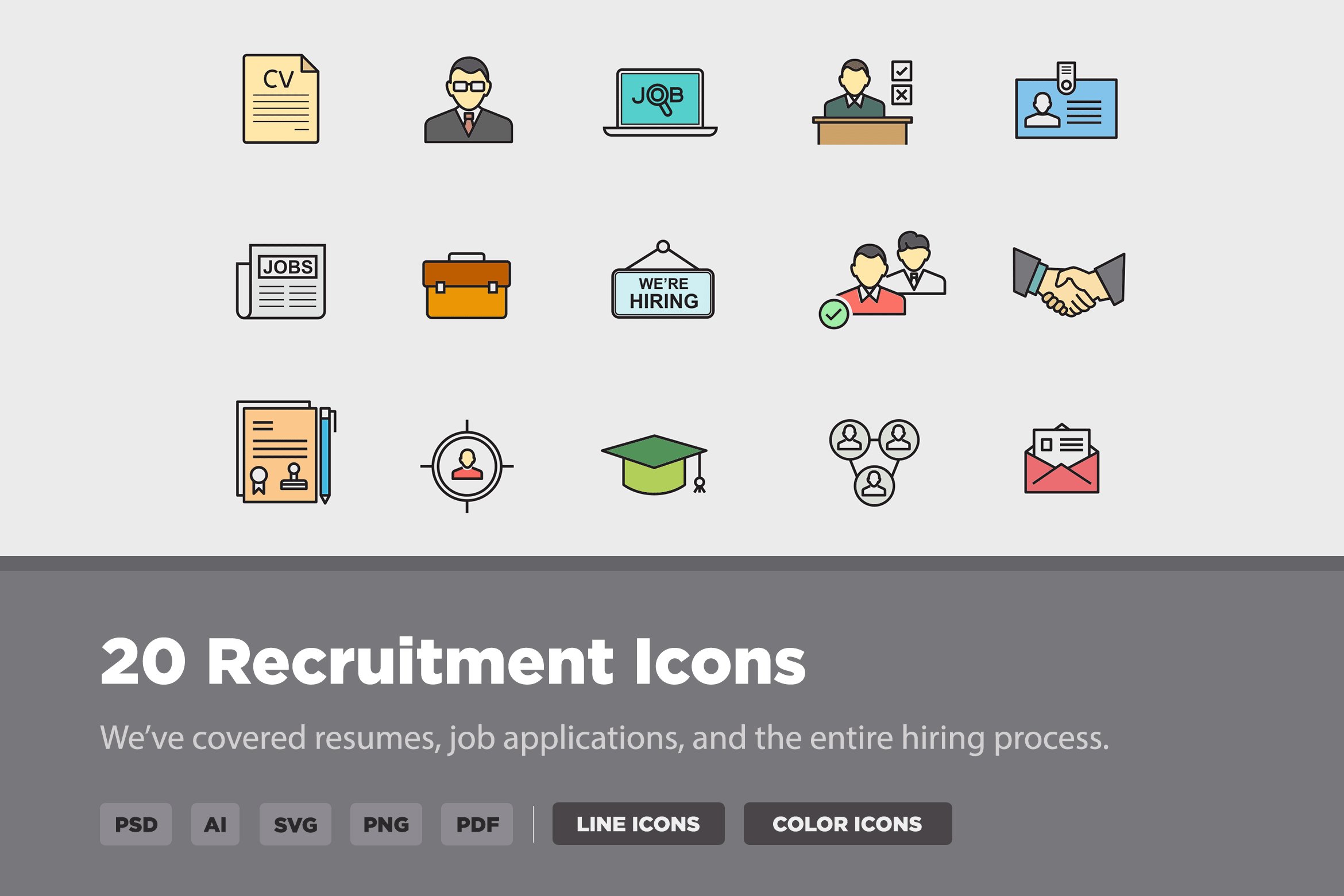 20 Recruitment Icons cover image.