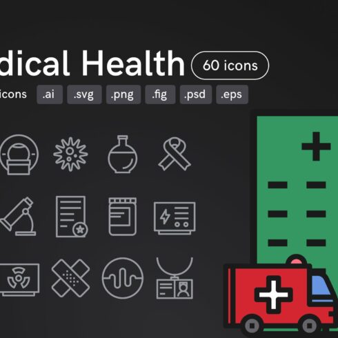 Medical Health Icons cover image.