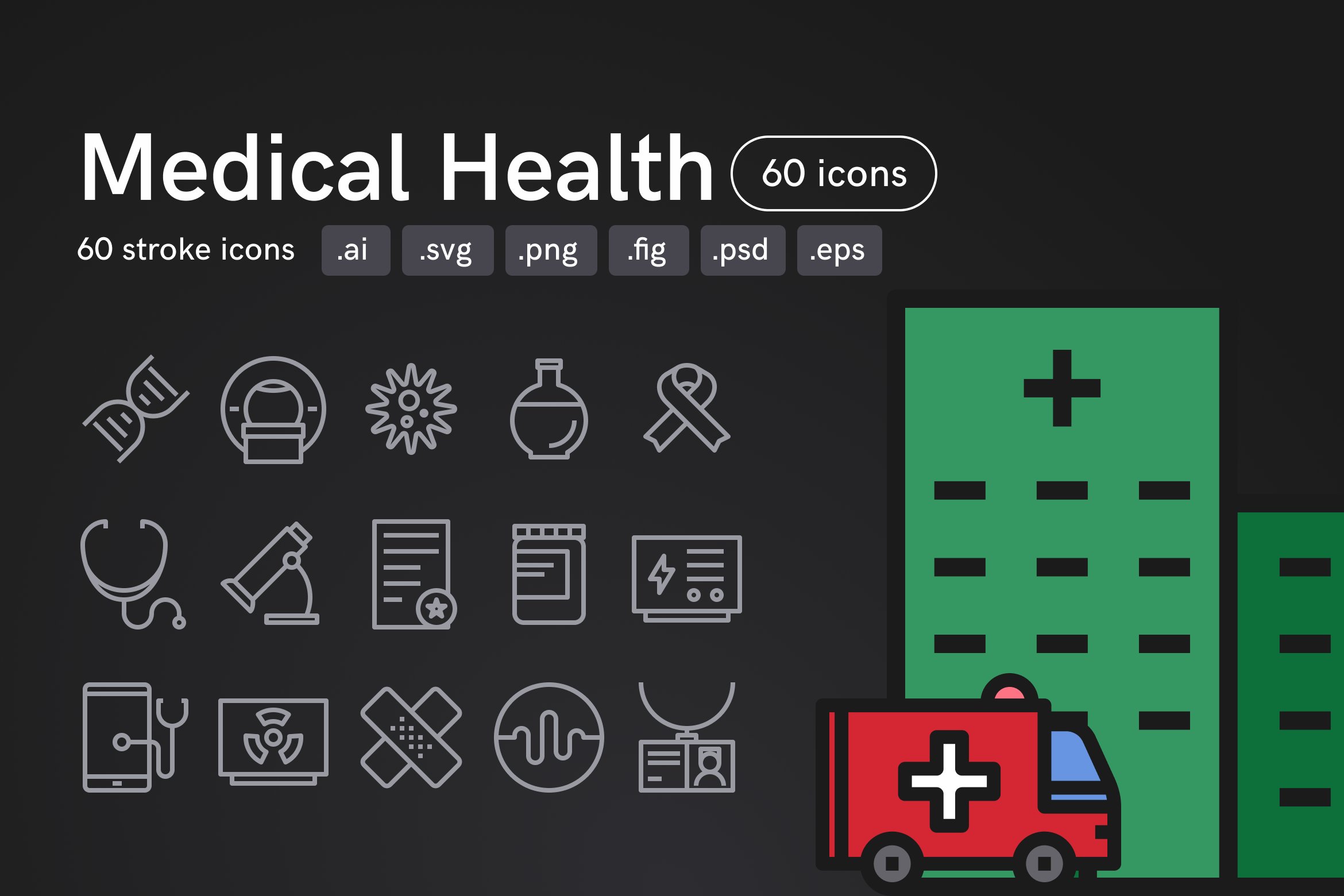 Medical Health Icons cover image.