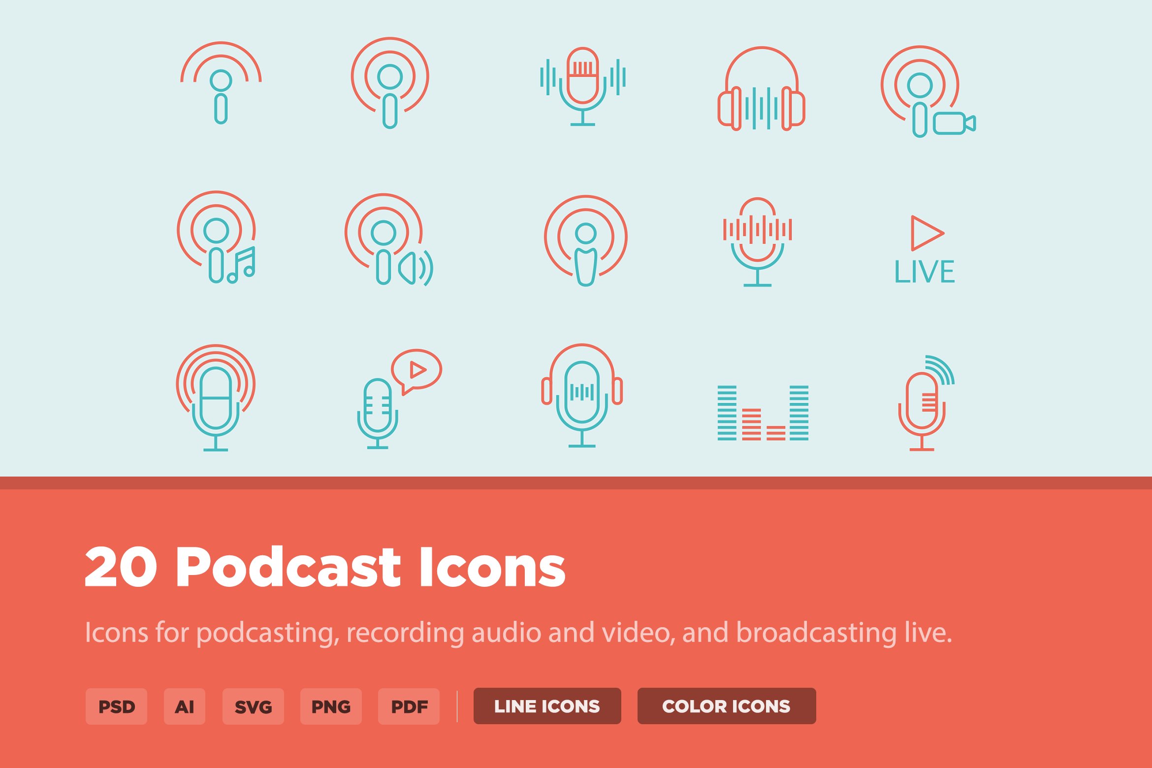 20 Podcast Icons cover image.