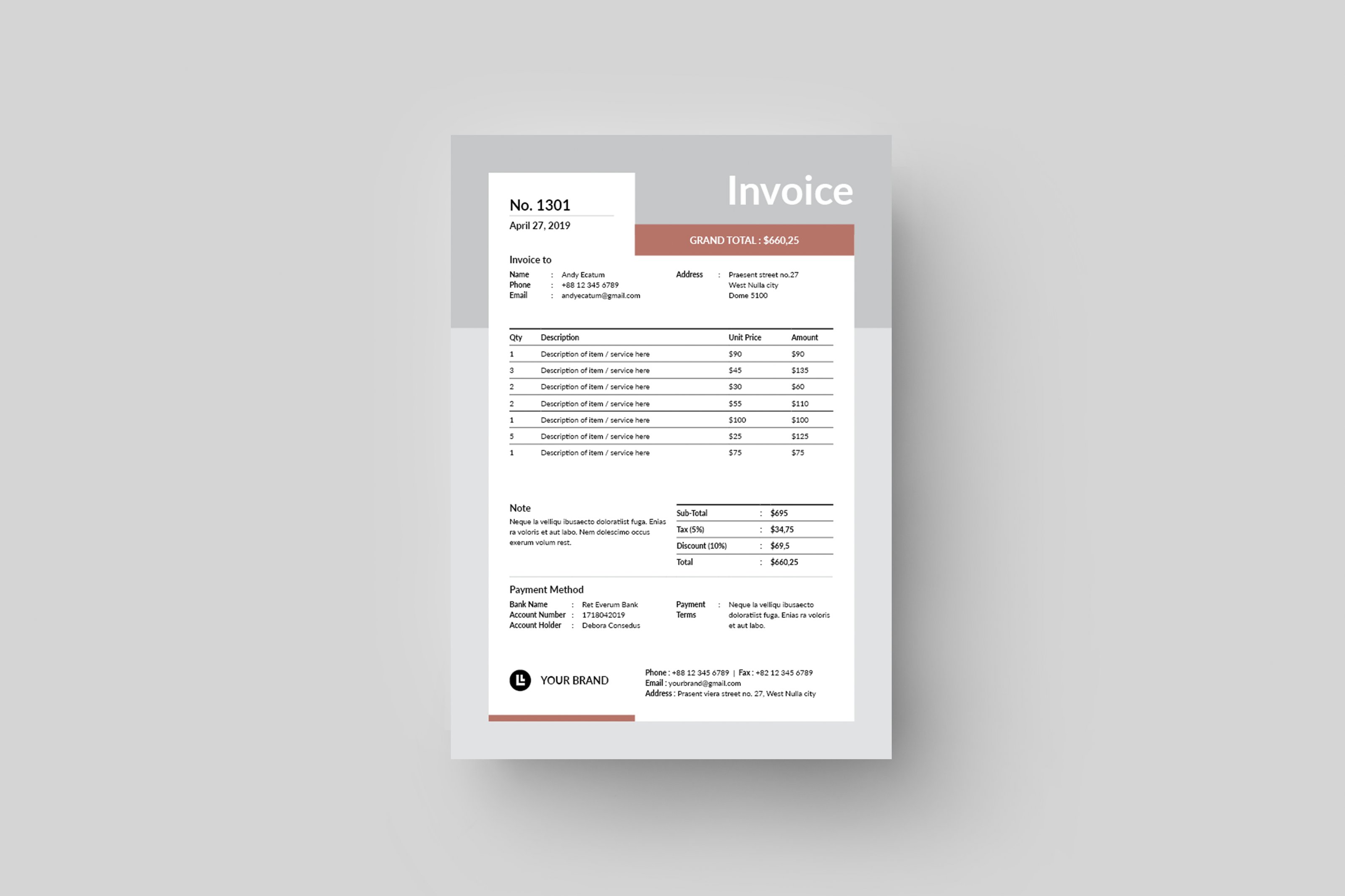 Invoice | MS Word & Indesign cover image.