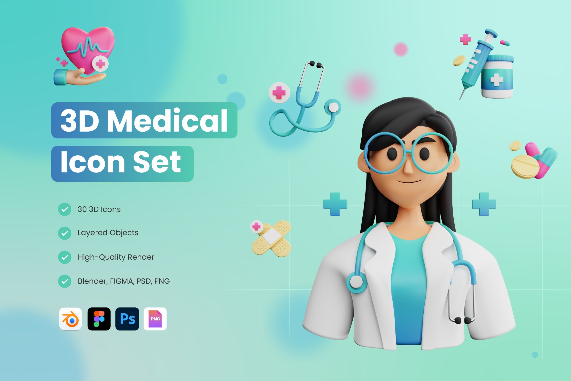 3D Medical Icons cover image.