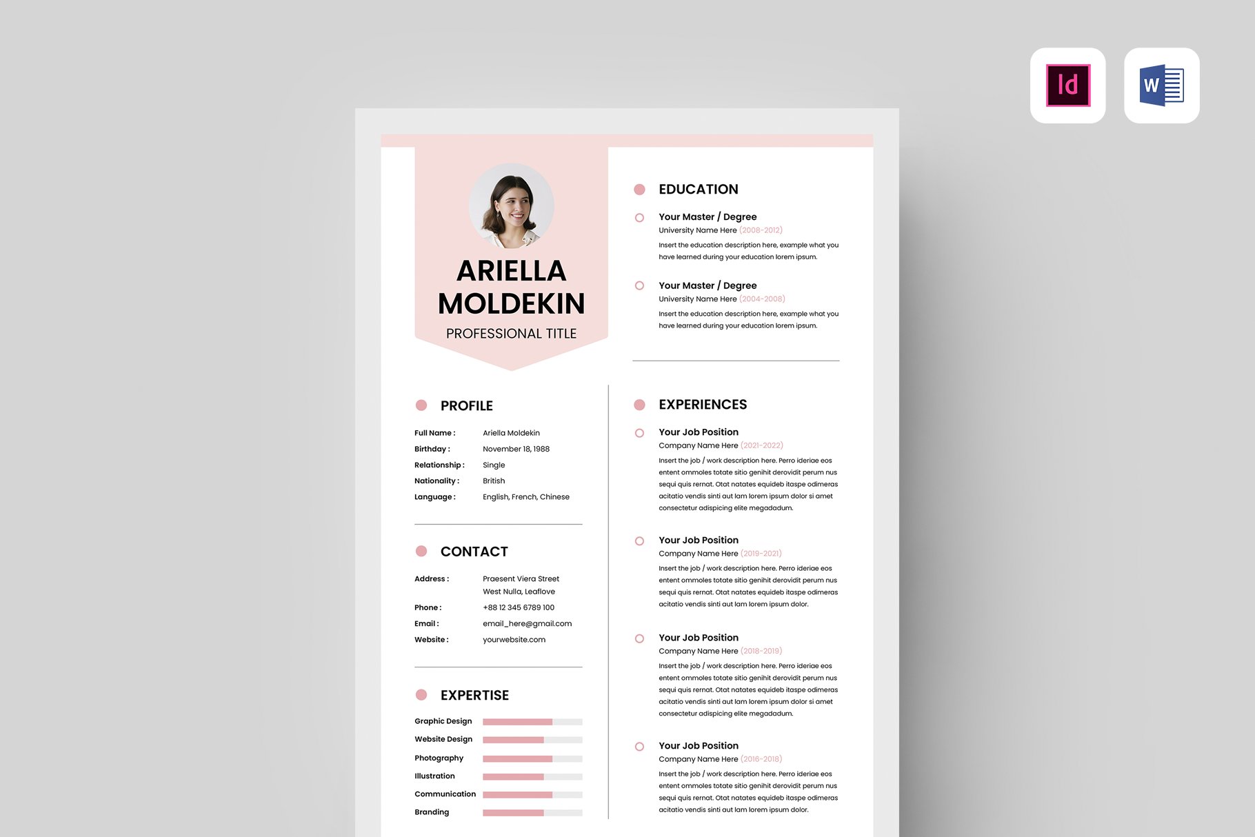 Resume | MS Word & Indesign cover image.