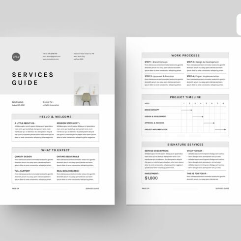 Services Guide | MS Word & Indesign cover image.