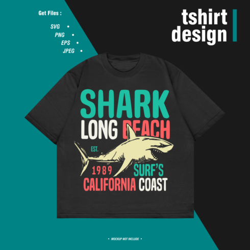 Shark Long Beach California Surf Coast - Modern T Shirt Designs cover image.