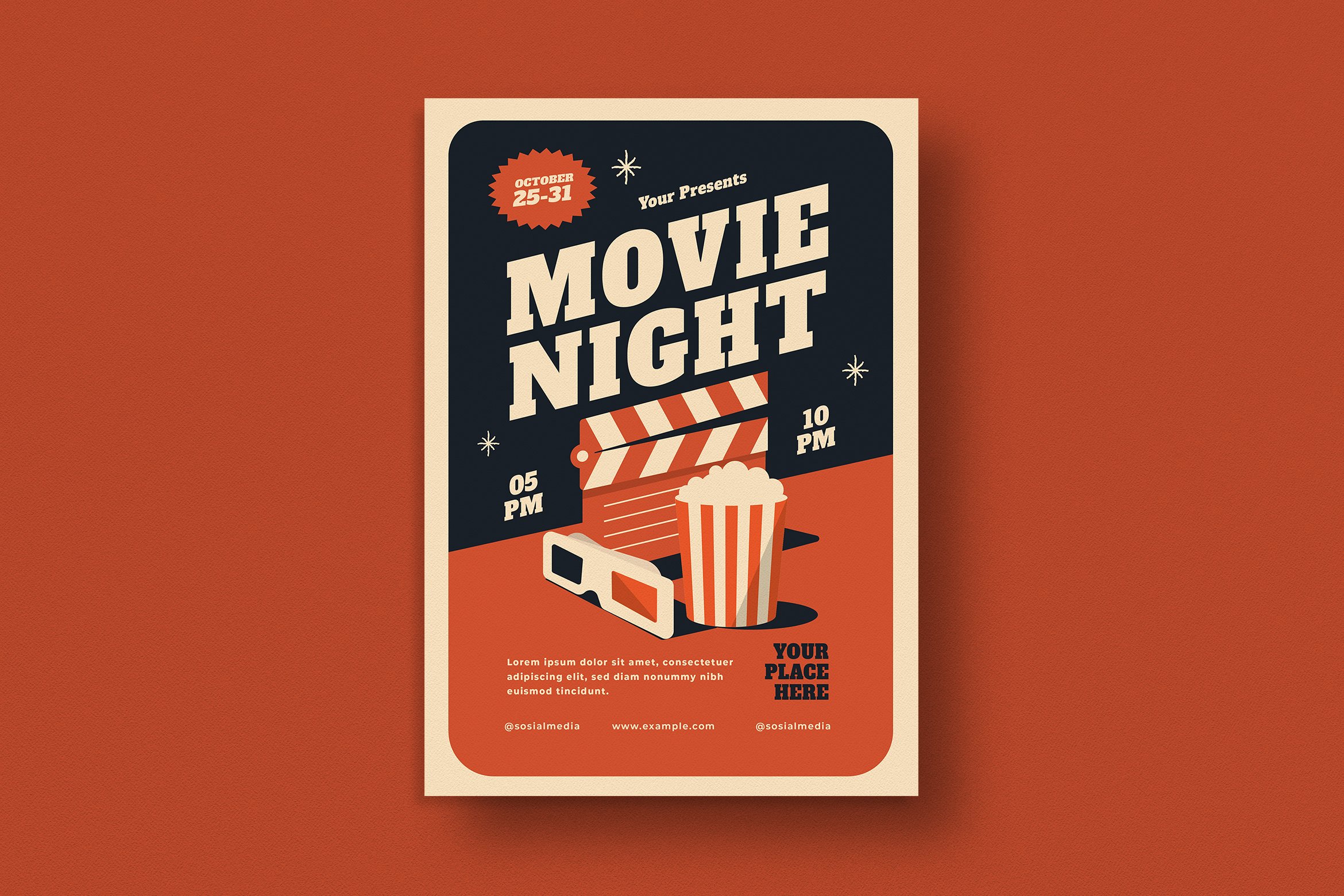 Movie Night Flyer cover image.