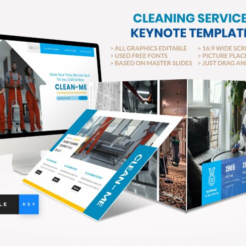 Cleaning Service Keynote Template cover image.