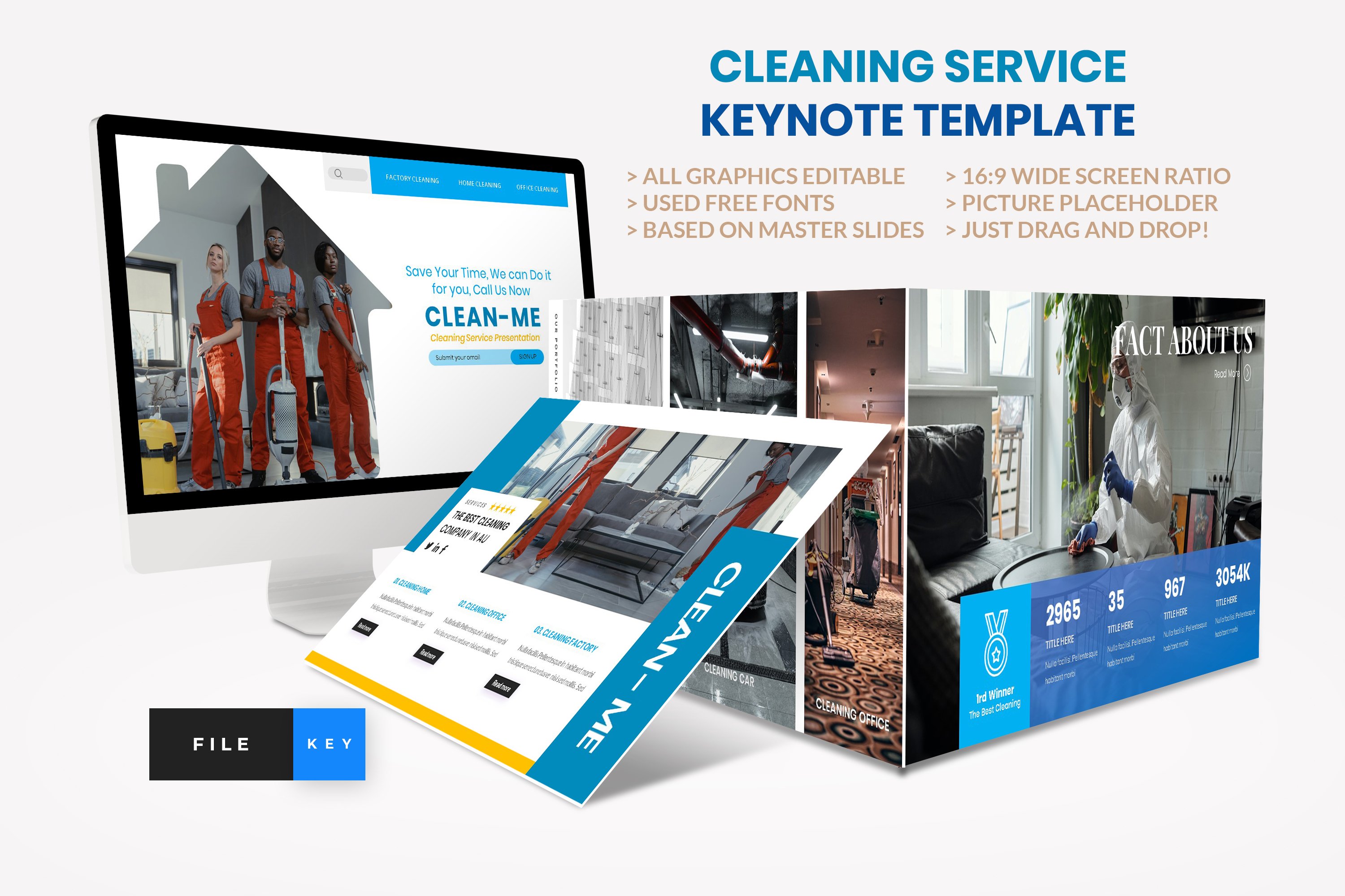 Cleaning Service Keynote Template cover image.