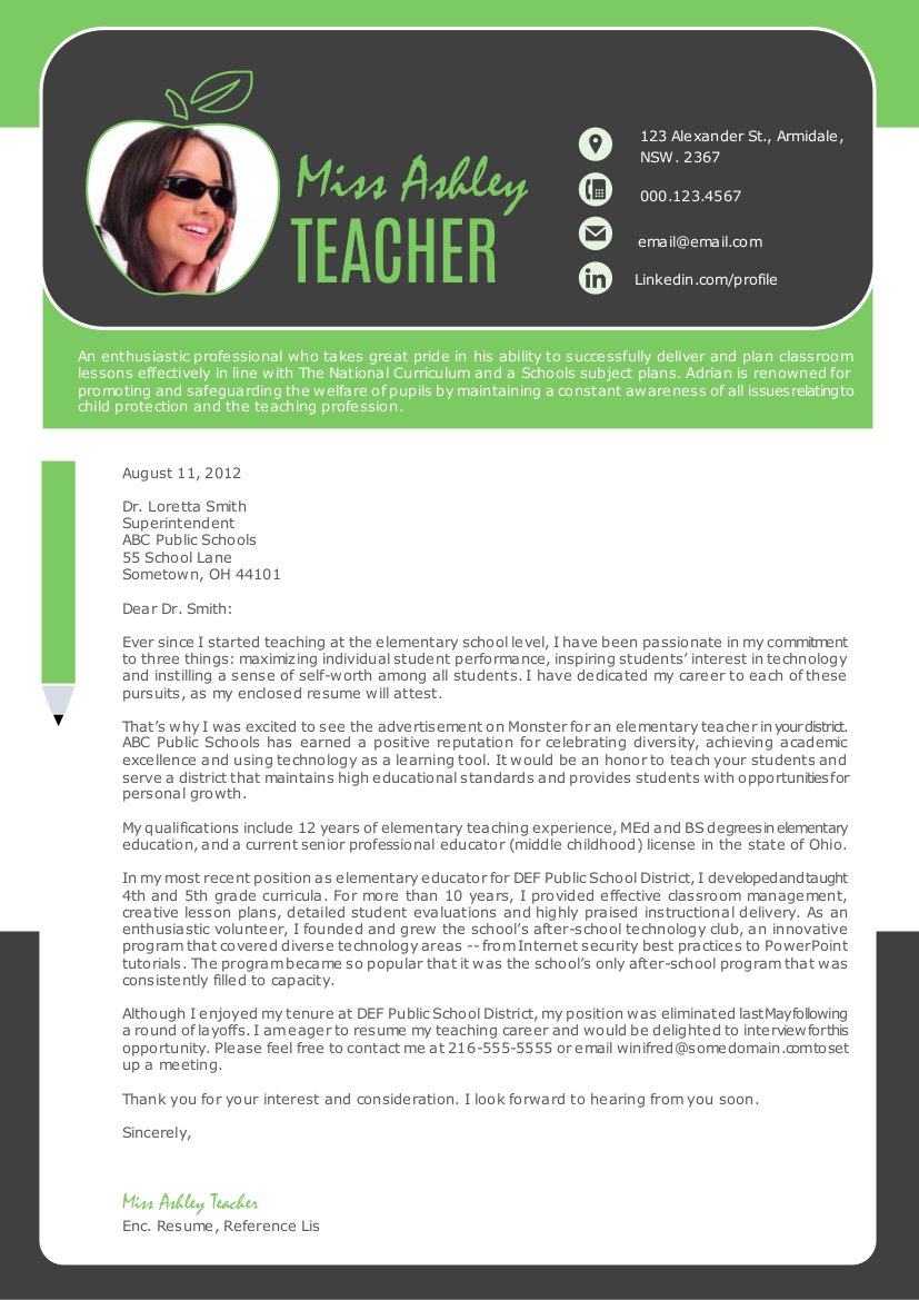 3 in 1 modern Word teacher resume preview image.