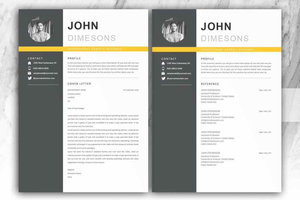 Minimal Resume CV template in Word – MasterBundles
