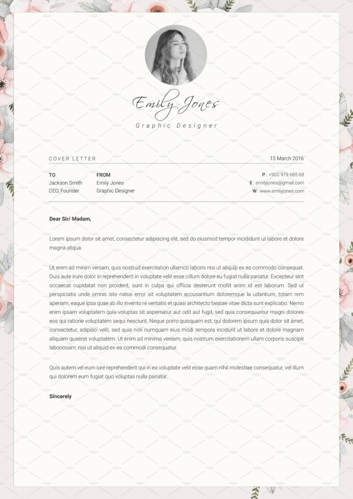 Floral Pattern CV-Resume Template *C – MasterBundles